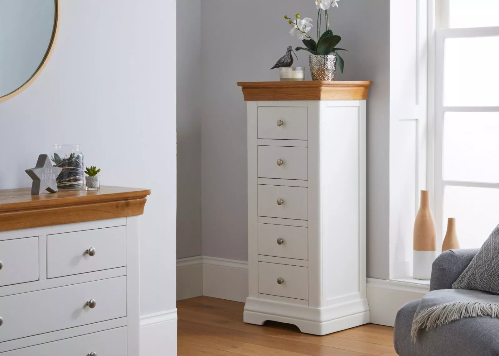farmwh271-farmhouse-white-painted-5-drawer-oak-tallboy-chest-of-bedroom-drawers-1